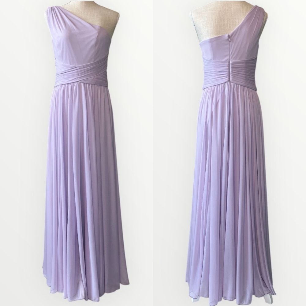 David's Bridal Lavender One-Shoulder Wedding Dress